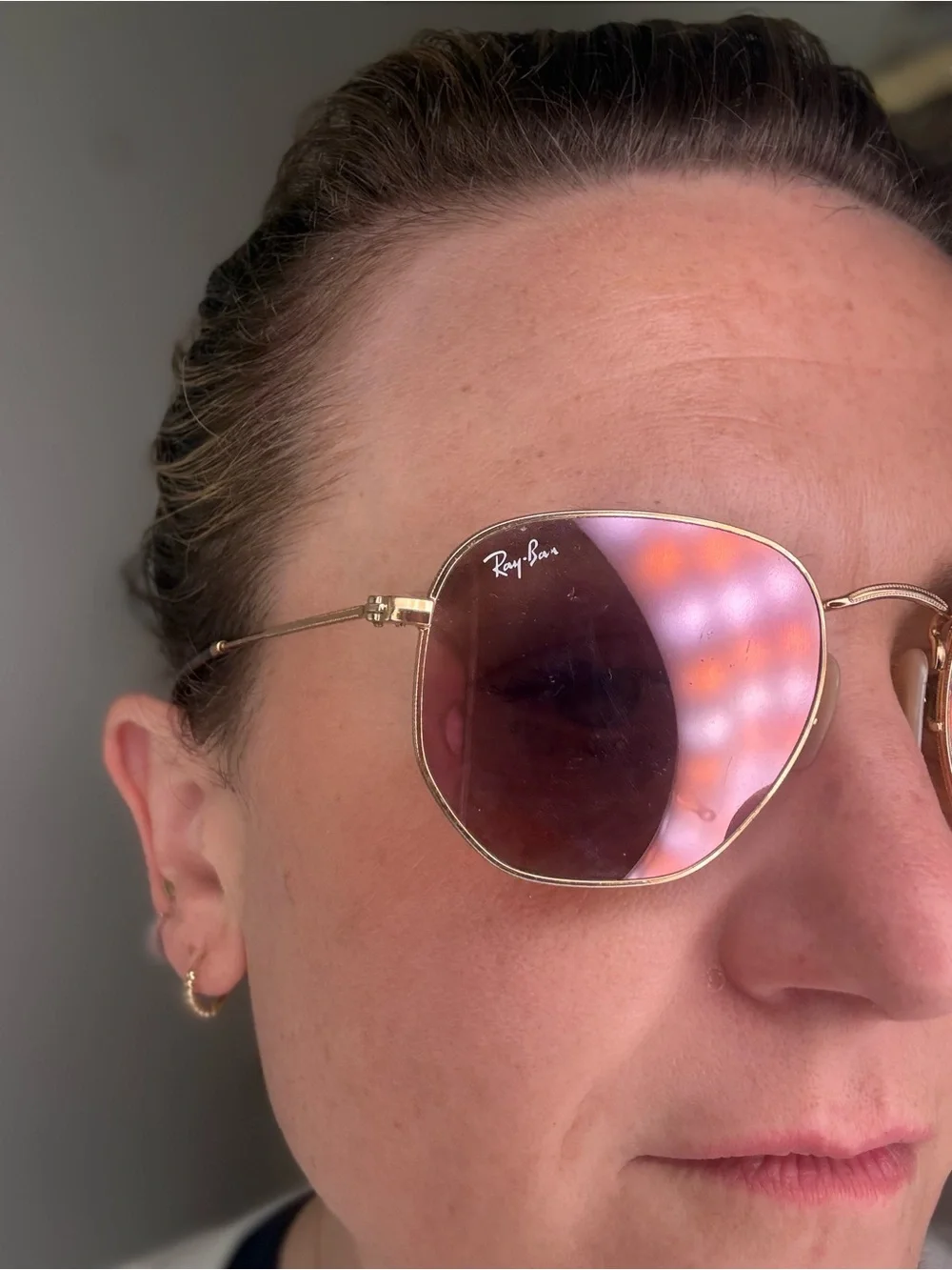 RayBan Sunglasses HEXAGONAL FLAT LENSES Gold Violet Pink Lenses Sunnies